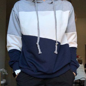 Gray and Blue Assymetric Hoodie